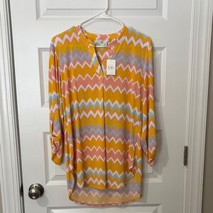 Cato Multicolor Chevron Blouse